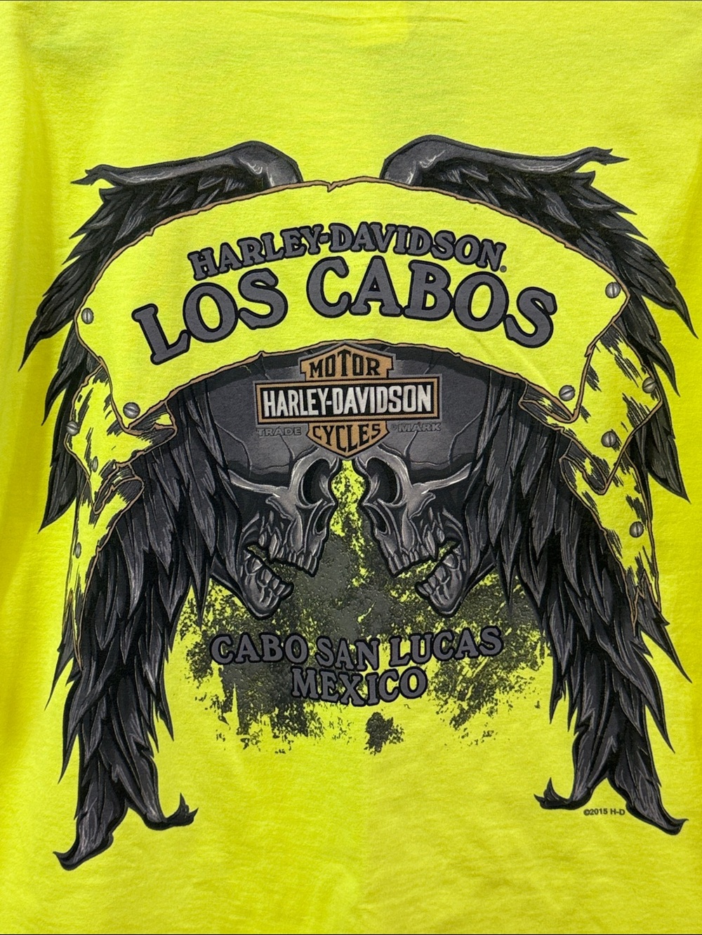 Harley-Davidson Neon Yellow Los Cabos Graphic Tee Size Large